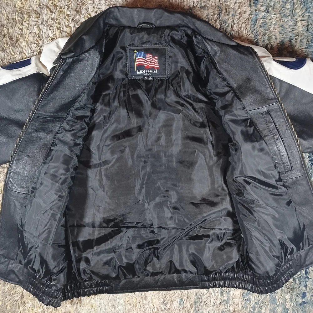 Vintage USA American Flag Leather Jacket - Picture 8 of 12